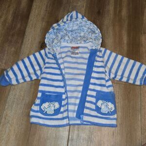 Blue and White Striped Baby Hoodie Size 6m Snugabys